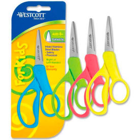 Westcott Kids Scissors, 5"L Straight, Pointed Tip, Assorted