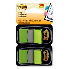 Flags, 1" Wide, Bright Green, 50 Flags/Dispenser, 2 Dispensers/Pack