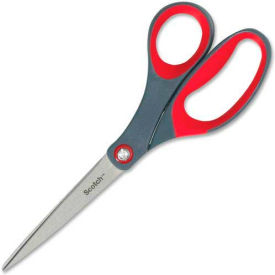 Precision Scissors, 8" Length, Straight, Gray/Red, 1 Each