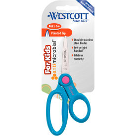 Kids Scissors w/Anti-Microbial Product Protection, 5" Straight, Pointed Tip, Assorted