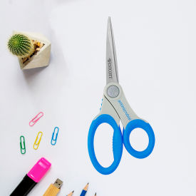 Soft Handle Scissors with Antimicrobial Protection, 8"L Straight, Blue