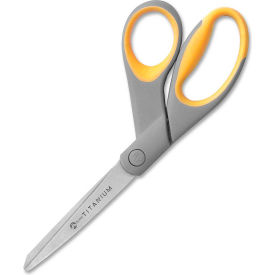 Titanium Bonded Scissors with Soft Grip Handles, 8"L Bent, Gray/Yellow