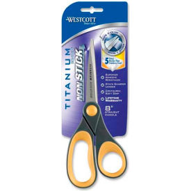 Titanium Bonded Non-Stick Scissors, 8"L Straight, Gray/Yellow