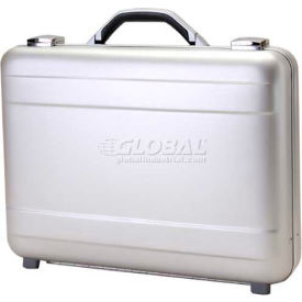 Brief Case, Molded Anodized Aluminum, 18"L x 13"W x 4"H, Smooth Silver