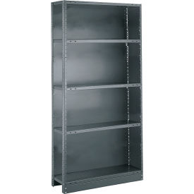 5 Shelf, 20 Ga Closed Perforated Steel Shelving, Add On, 42"Wx12"Dx73"H, Dark Gray