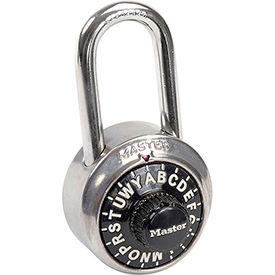 No. 1572LF 3-Letter Combo Padlock 1-1/2" Inside Shackle, Control Chart, Blk Dial