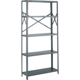 Tri-Boro Klip-It Open Starter, 48"W x 12"D x 85"H, 5 Shelves, 20 Ga, Dark Gray