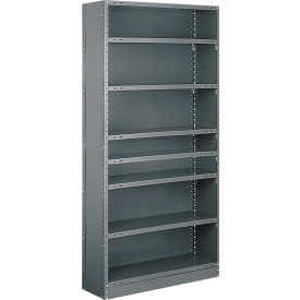 8 Shelf, 20 Ga Closed Steel Shelving Unit, Starter, 42"W x 30"D x 97"H, Dark Gray
