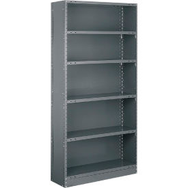 6 Shelf, 20 Ga Closed Steel Shelving Unit, Starter, 36"W x 24"D x 73"H, Dark Gray