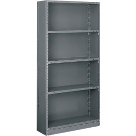 T-Bolt 5 Shelf, 20 Ga Closed Steel Shelving Unit, Starter, 48"W x 24"D x 87"H, Dark Gray