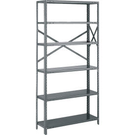 T-Bolt 6 Shelf, 18 Ga Open Steel Shelving Unit, Add On, 42"W x 18"D x 87"H, Dark Gray