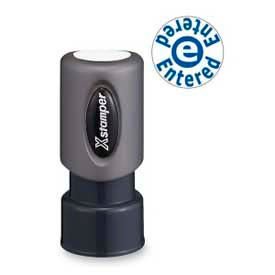 Pre-Inked Message Stamp, ENTERED, 5/8" Diameter, Blue