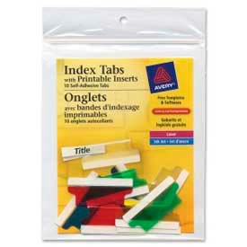Self-Adhesive Index Tabs with Printable Inserts, 1-1/2" Width, Assorted, 25 Tabs/Pack