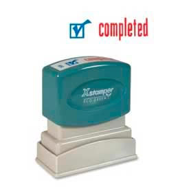 Pre-Inked Message Stamp, COMPLETED, 1-5/8" x 1/2", Blue/Red