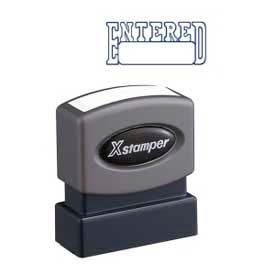 Pre-Inked Message Stamp, ENTERED, 1-5/8" x 1/2", Blue