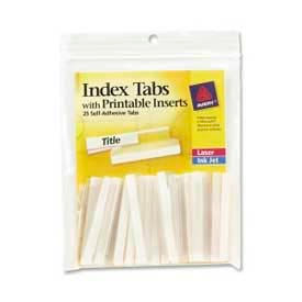 Self-Adhesive Index Tabs with Printable Inserts, 2" Width, Clear, 25 Tabs/Pack