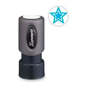 Pre-Inked Design Stamp, STAR Design, 5/8" Diameter, Light Blue