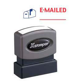 Pre-Inked Message Stamp, E-MAILED, 1-5/8" x 1/2", Blue/Red