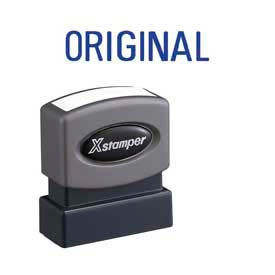 Pre-Inked Message Stamp, ORIGINAL, 1-5/8" x 1/2", Blue