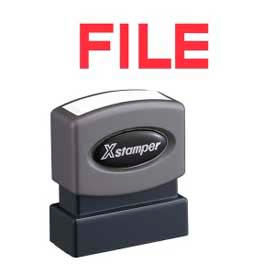Pre-Inked Message Stamp, FILE, 1-5/8" x 1/2", Red