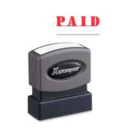 Pre-Inked Message Stamp, PAID, 1-5/8" x 1/2", Red
