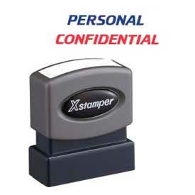 Pre-Inked Message Stamp / PERSONAL / CONFIDENTIAL / 1-5/8" x 1/2" / Blue / Red