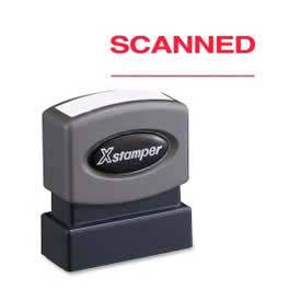 Pre-Inked Message Stamp, SCANNED, 1-5/8" x 1/2", Red