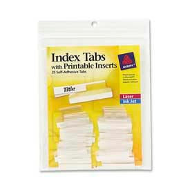 Self-Adhesive Index Tabs with Printable Inserts, 1" Width, Clear, 25 Tabs/Pack