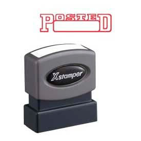 Pre-Inked Message Stamp, POSTED, Date, 1-5/8" x 1/2", Red