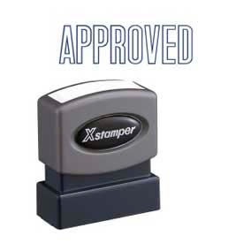 Pre-Inked Message Stamp, APPROVED, 1-5/8" x 1/2", Blue