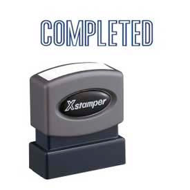 Pre-Inked Message Stamp, COMPLETED, 1-5/8" x 1/2", Blue