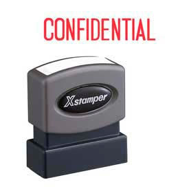 Pre-Inked Message Stamp, CONFIDENTIAL, 1-5/8" x 1/2", Red