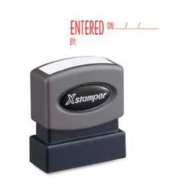 Pre-Inked Message Stamp, ENTERED, 1-5/8" x 1/2", Red