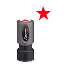 Pre-Inked Design Stamp, STAR Design, 5/8" Diameter, Red