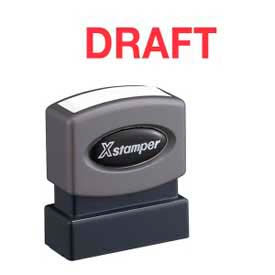 Pre-Inked Message Stamp, DRAFT, 1-5/8" x 1/2", Red