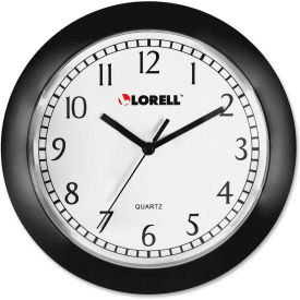 9" Round Quartz Wall Clock, Plastic Case, Black