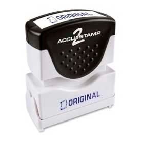 Pre-Inked Message Stamp, 1/2" x 1-5/8", Blue