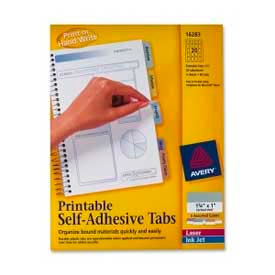 Printable Self-Adhesive Tabs, 1-3/4" Width, Assorted, 80 Tabs/Pack
