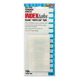 Permanent Write-On Index Tabs, 7/16" x 1", White, 104 Tabs/Pack