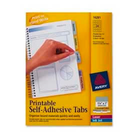 Printable Self-Adhesive Tabs, 1-1/4" Width, Assorted, 96 Tabs/Pack