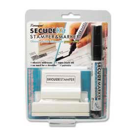 Secure Stamp & Marker Kit, 15/16" x 2-13/16", Black