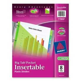 Plastic Insertable Tab Dividers, Assorted, 8 Tabs/Set