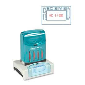 VersaDater Pre-Inked Message/Date Stamp, RECEIVED, 1-5/16" x 2-1/8", Blue/Red
