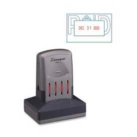 VersaDater Pre-Inked Message/Date Stamp, PAID, 1-5/16" x 2-1/8", Blue/Red