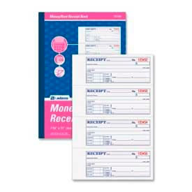 Money/Rent Receipt Book, 3-Part, Carbonless, 7-5/8" x 11", 100 Sets