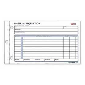 Material Requisition Book, 2-Part, Carbonless, 4-1/4" x 7-7/8", 50 Sets/Book
