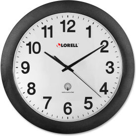 12" Round Radio Controlled Wall Clock, Plastic Case, Black