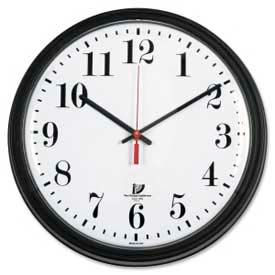 13.75" Round Contract Clock, Plastic Case, Black