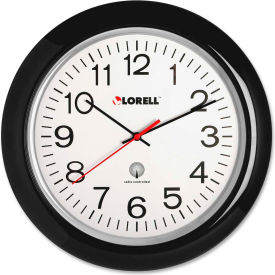 13-1/4" Round Radio Controlled Wall Clock, Plastic Case, Black