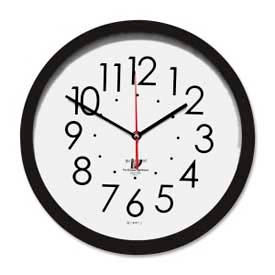 14.5" Round SelfSet Wall Clock, Plastic Case, Black